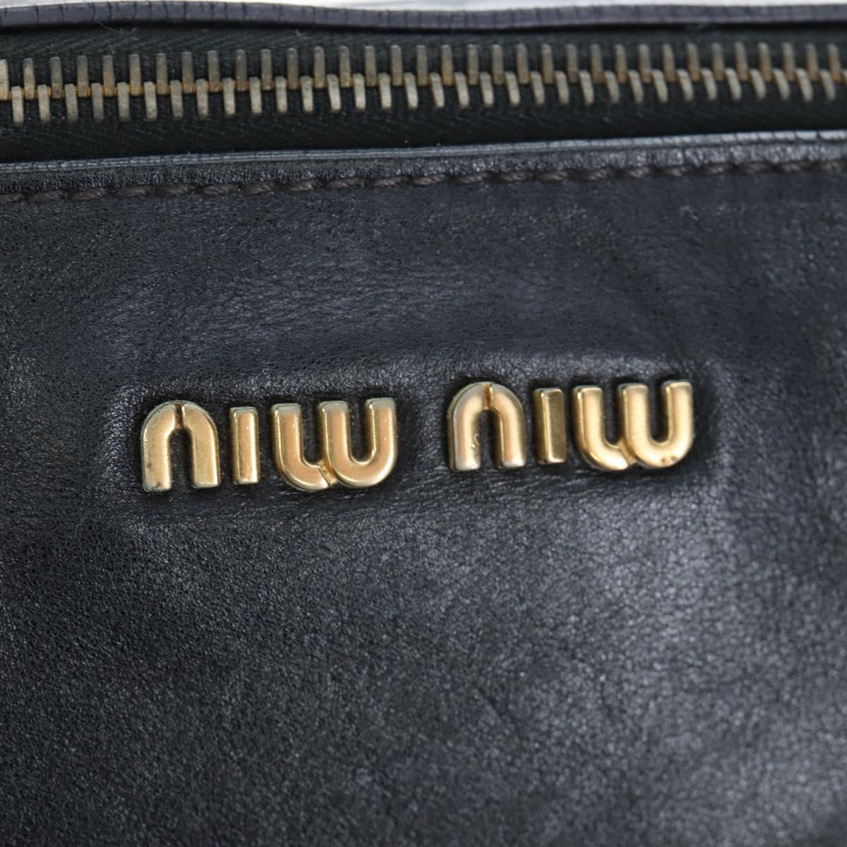 Miu Miu Hand Bag Leather 2way Black Gold Auth 194760V