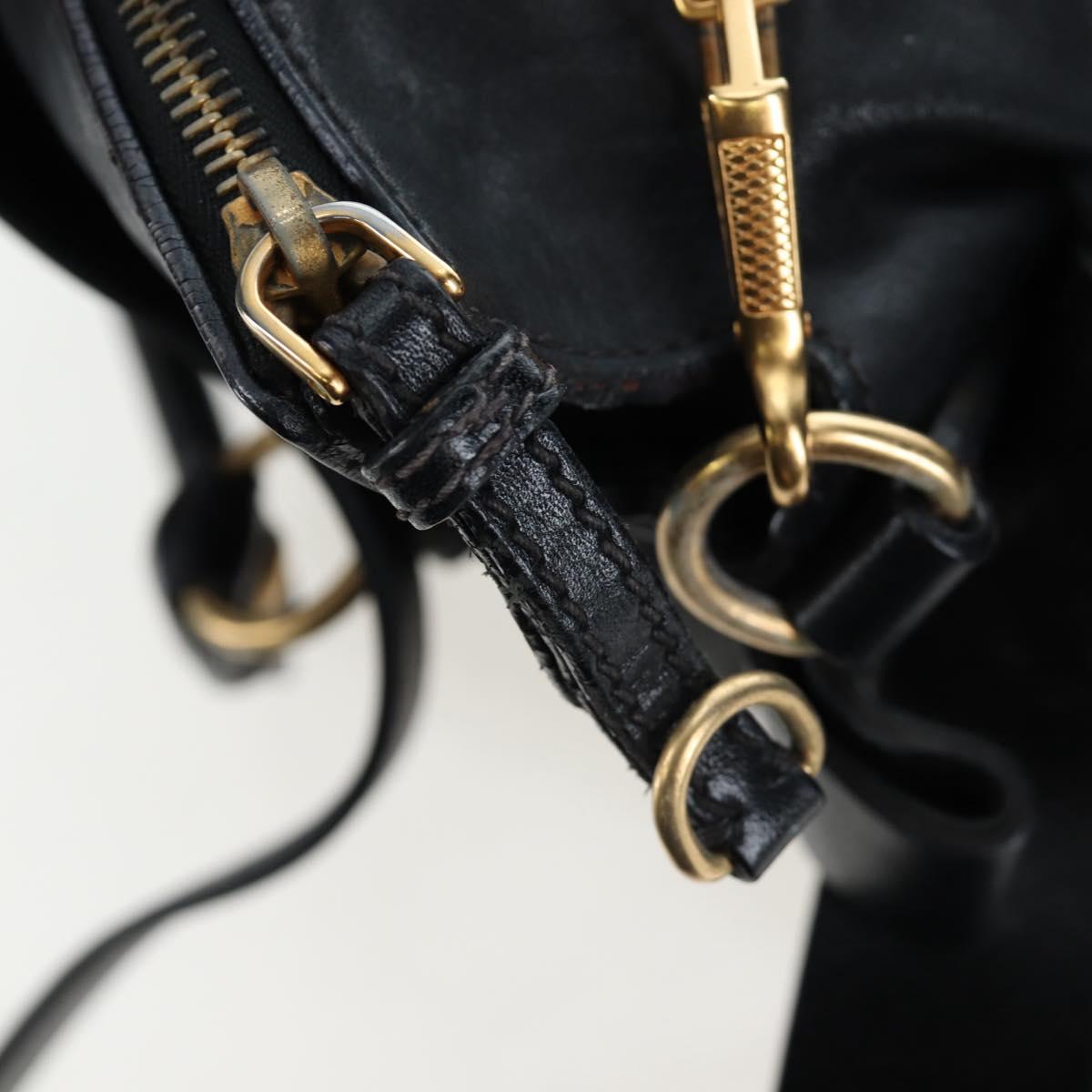 Miu Miu Hand Bag Leather 2way Black Gold Auth 194760V