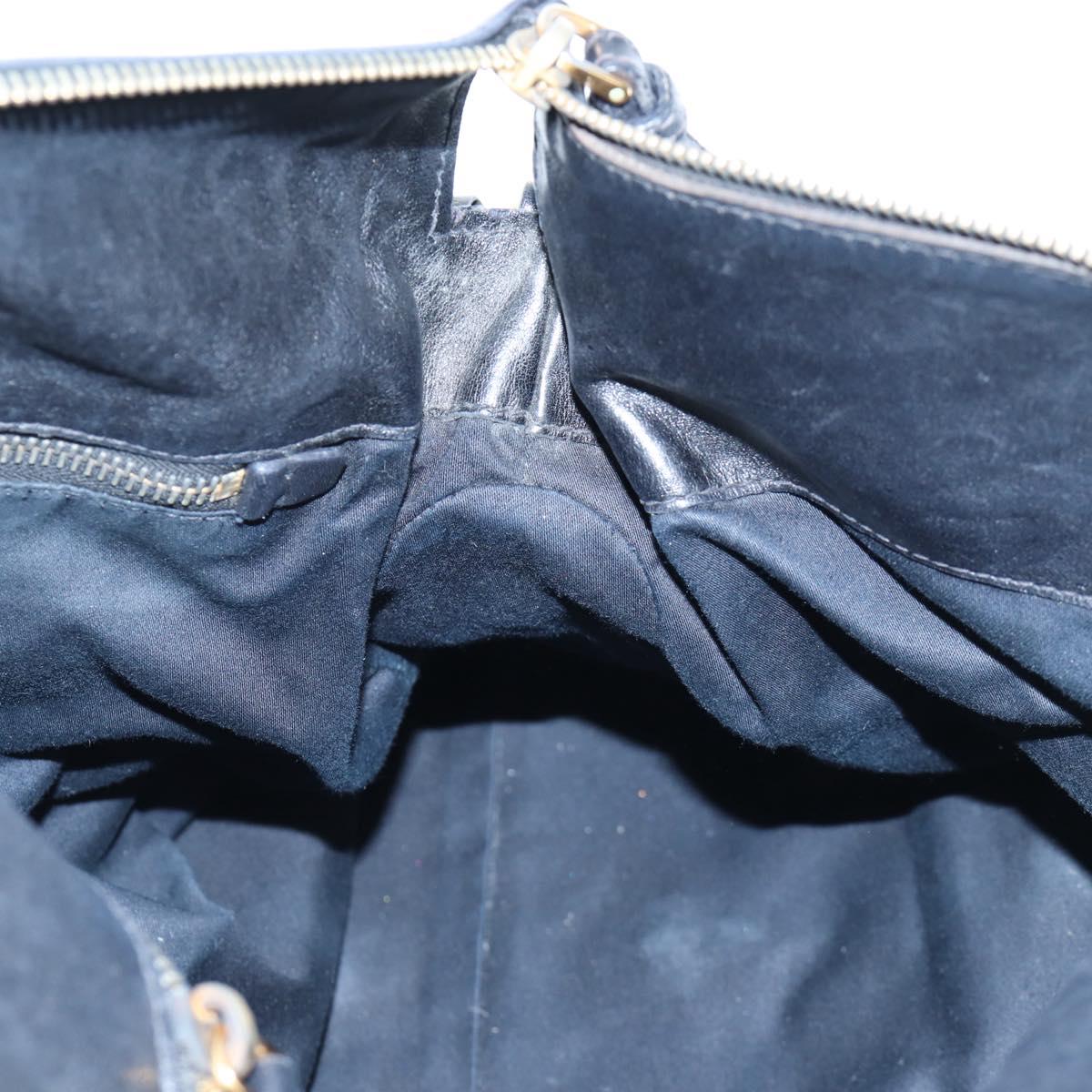 Miu Miu Hand Bag Leather 2way Black Gold Auth 194760V