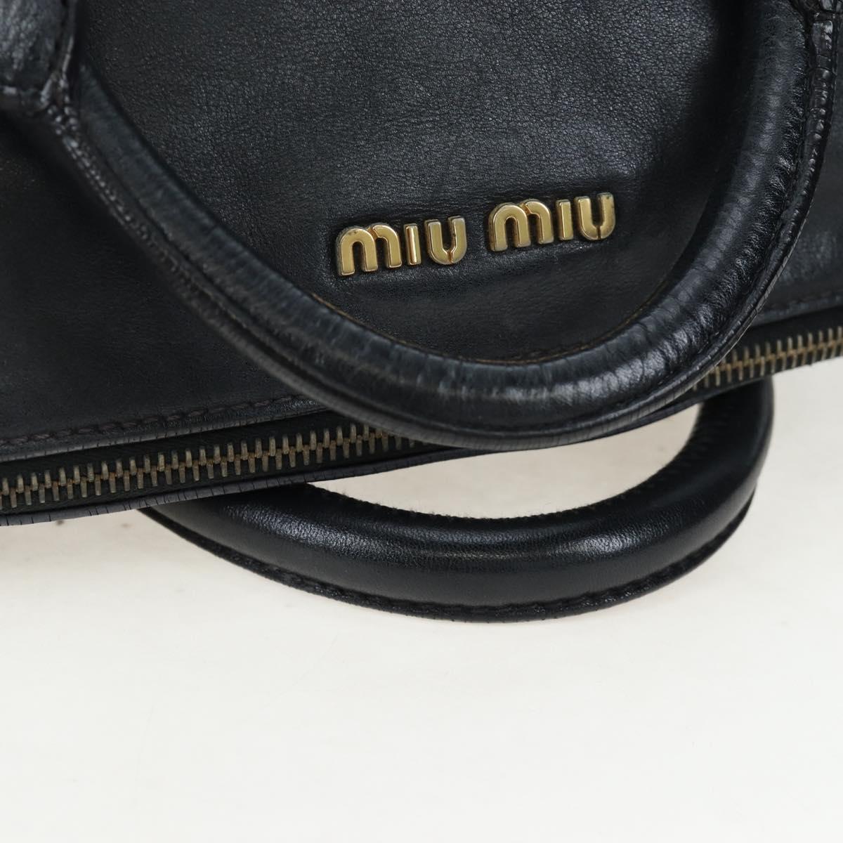 Miu Miu Hand Bag Leather 2way Black Gold Auth 194760V