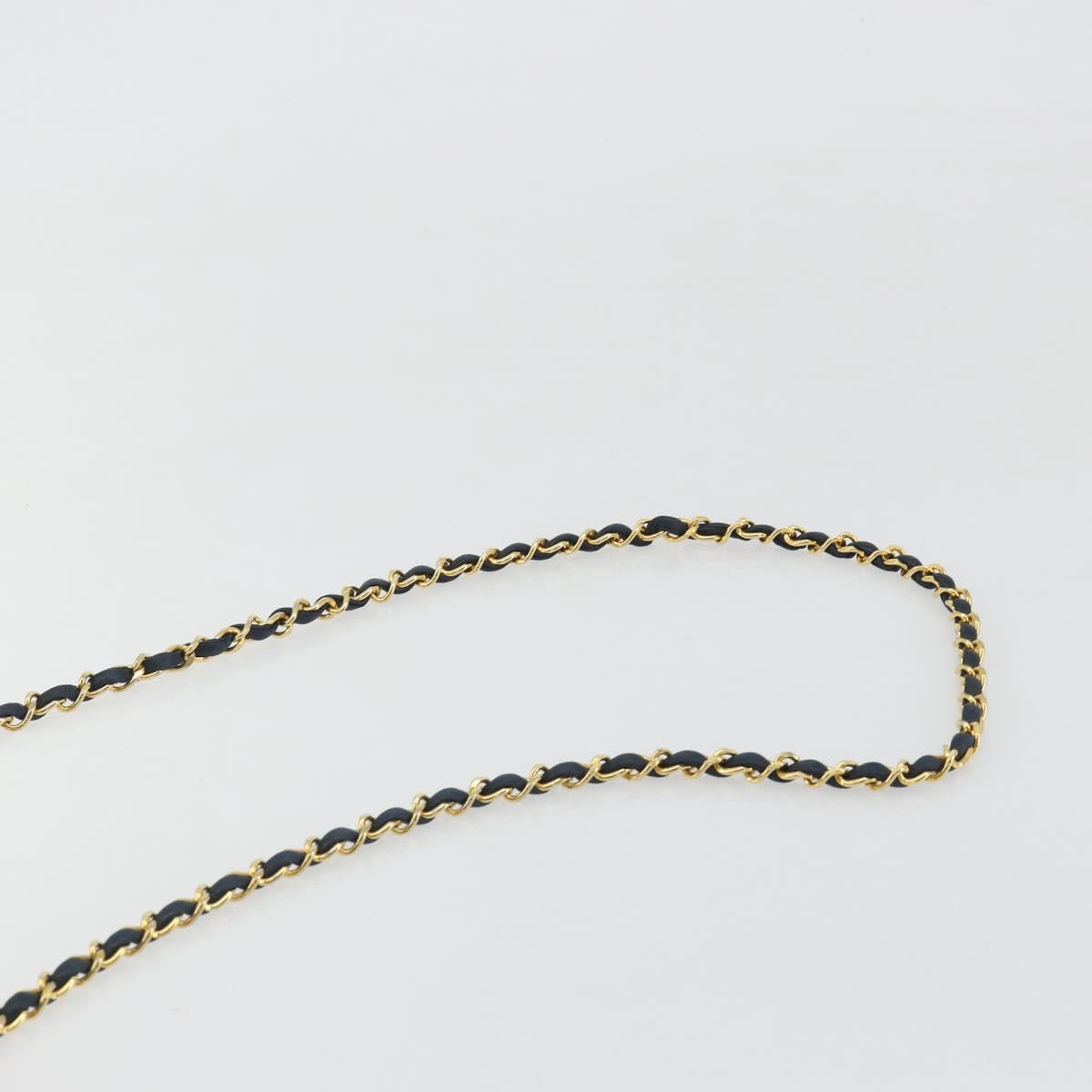 CHANEL Matelasse Chain Shoulder Bag Lamb Skin Navy Gold CC Auth 194761