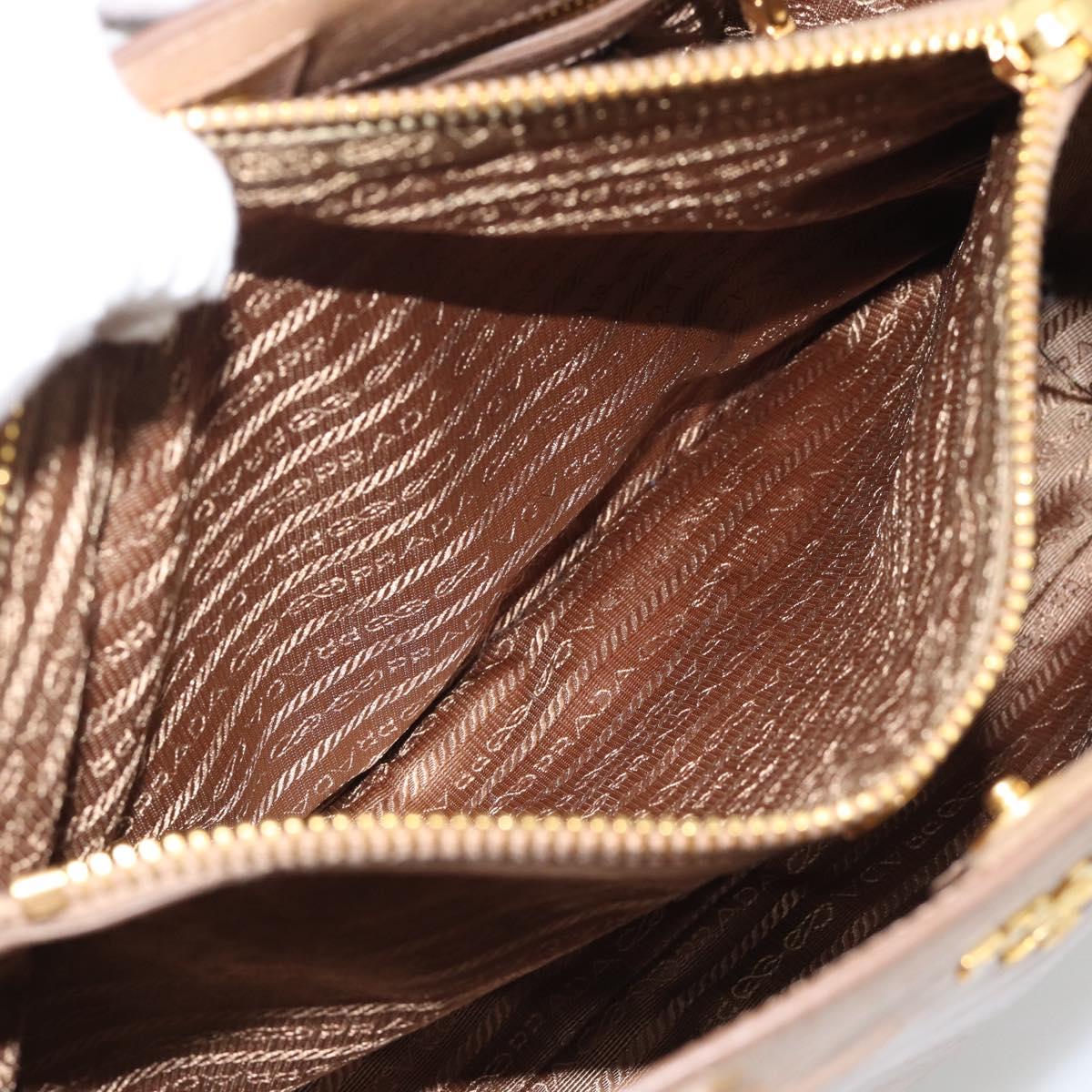 PRADA Hand Bag Leather 2way Beige Gold Auth 194763M