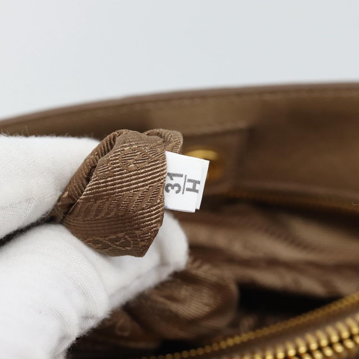 PRADA Hand Bag Leather 2way Beige Gold Auth 194763M