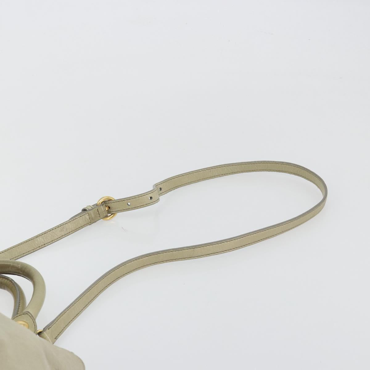 Miu Miu Hand Bag Leather 2way Beige Gold Auth 194764V