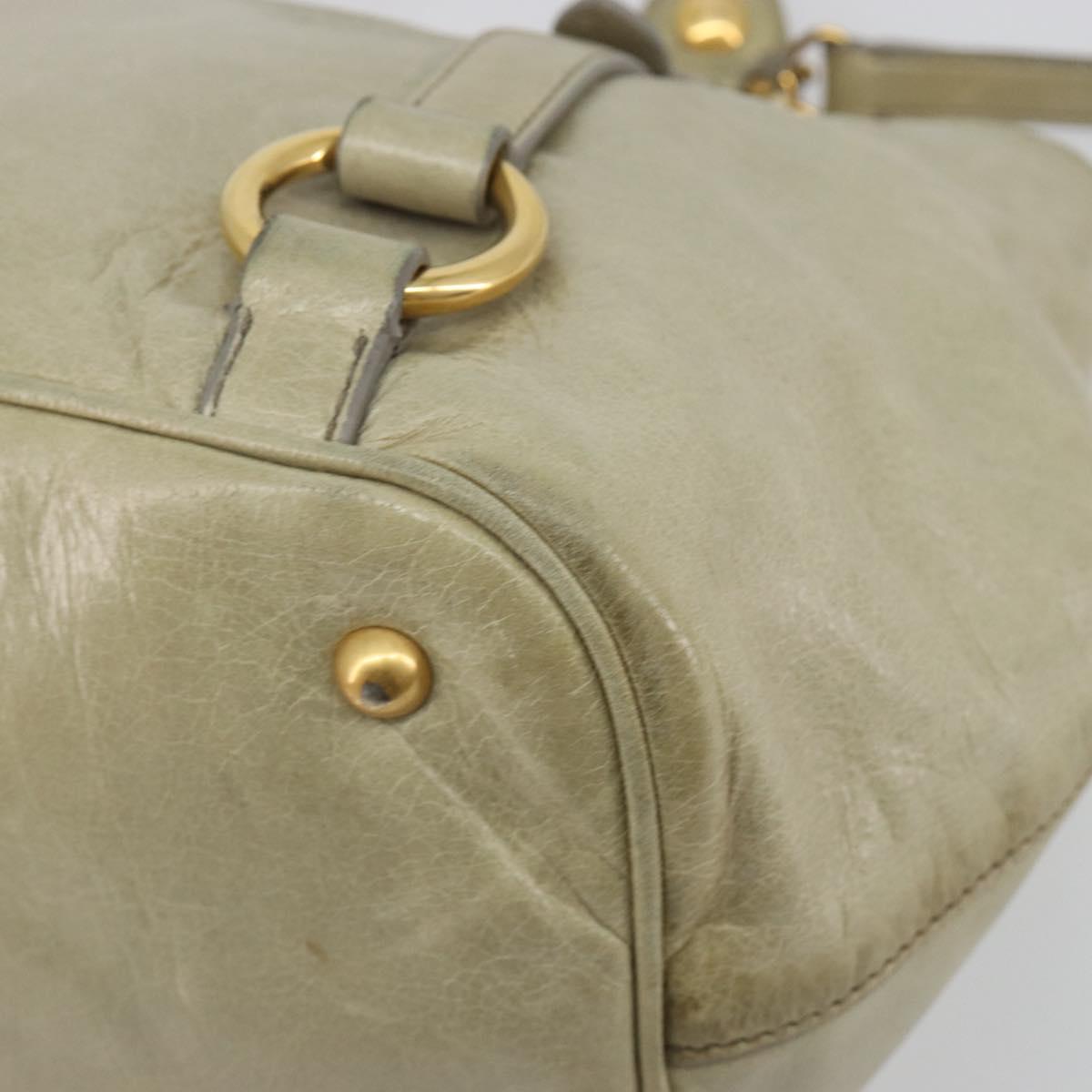Miu Miu Hand Bag Leather 2way Beige Gold Auth 194764V