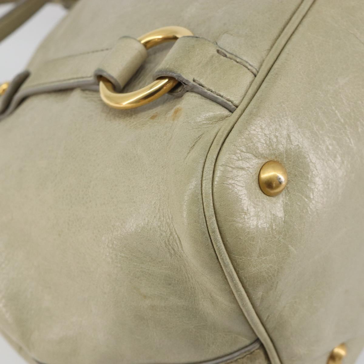 Miu Miu Hand Bag Leather 2way Beige Gold Auth 194764V