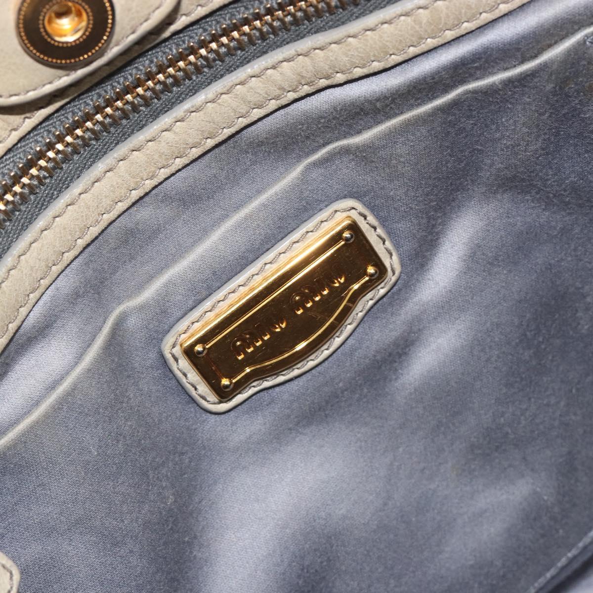 Miu Miu Hand Bag Leather 2way Beige Gold Auth 194764V