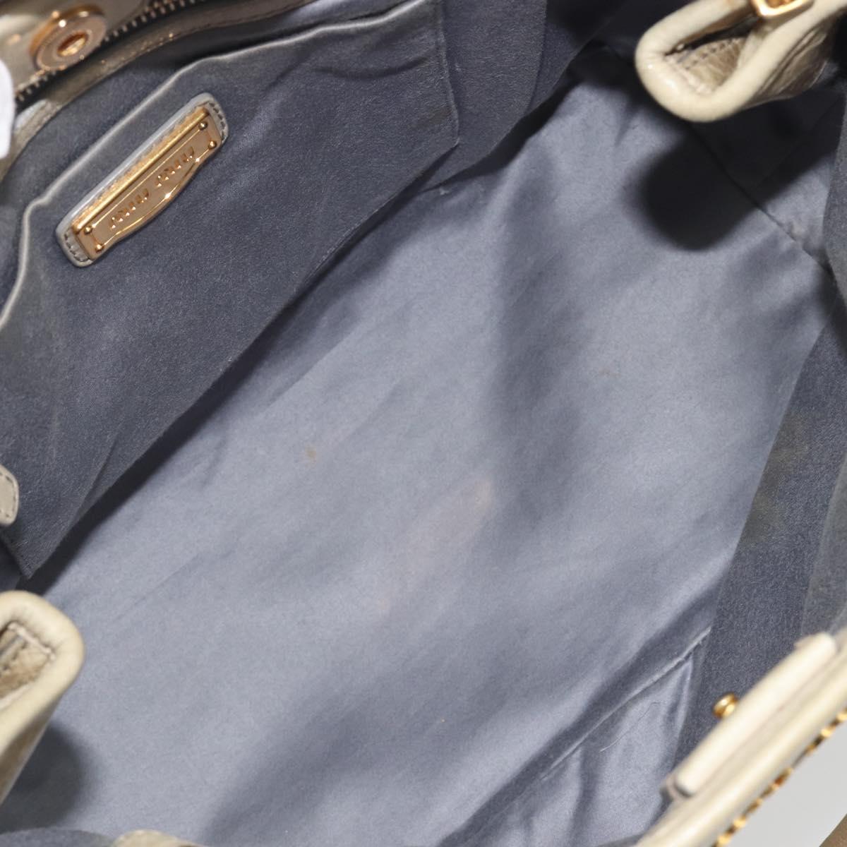 Miu Miu Hand Bag Leather 2way Beige Gold Auth 194764V
