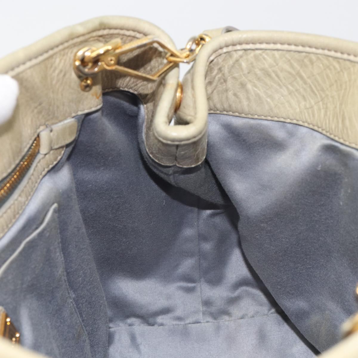 Miu Miu Hand Bag Leather 2way Beige Gold Auth 194764V