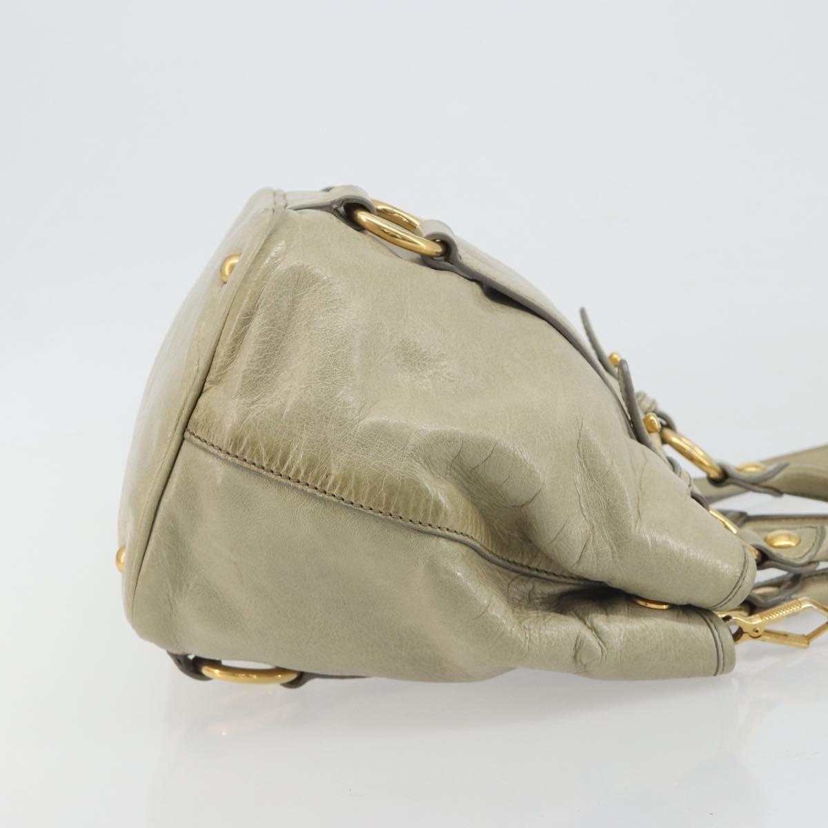 Miu Miu Hand Bag Leather 2way Beige Gold Auth 194764V