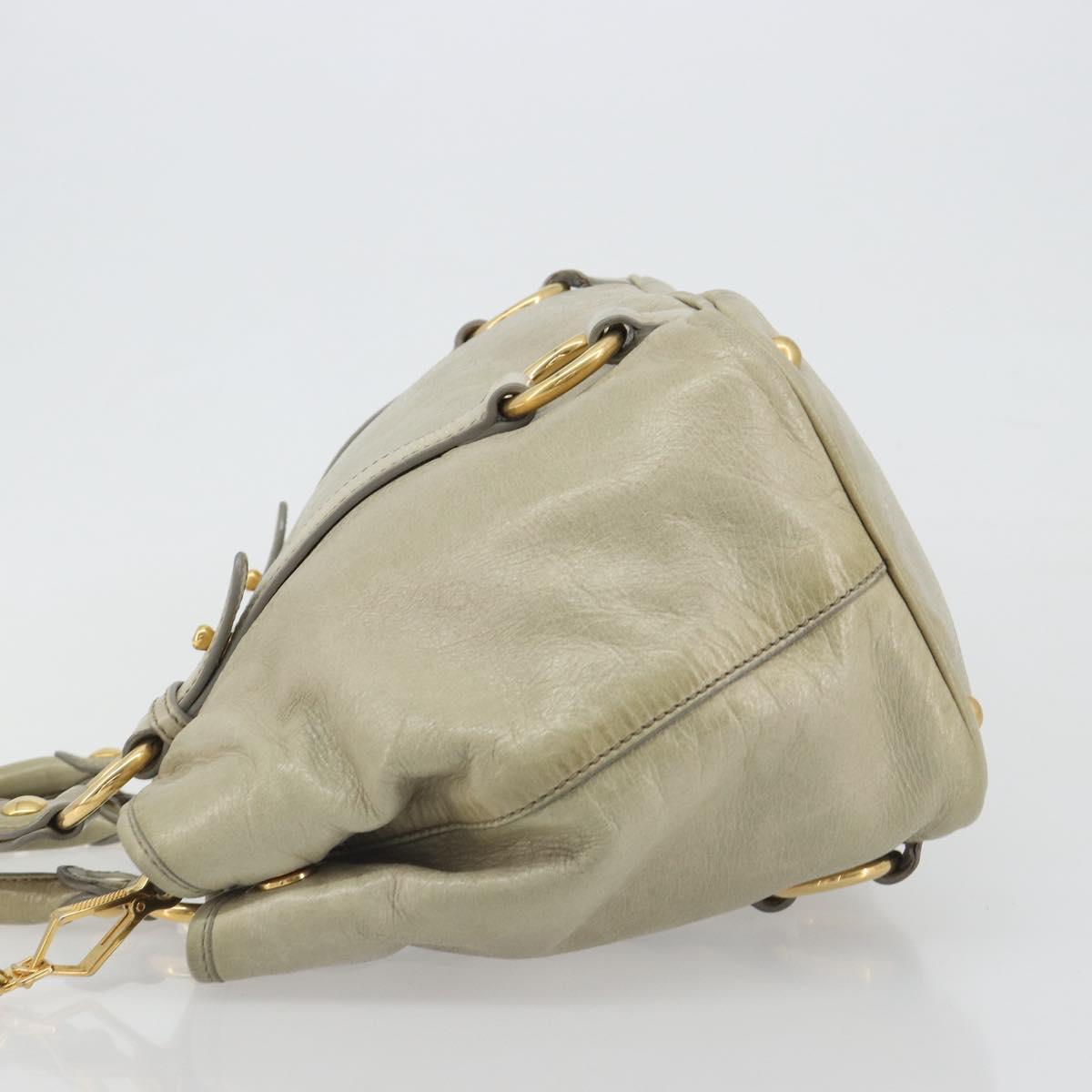Miu Miu Hand Bag Leather 2way Beige Gold Auth 194764V