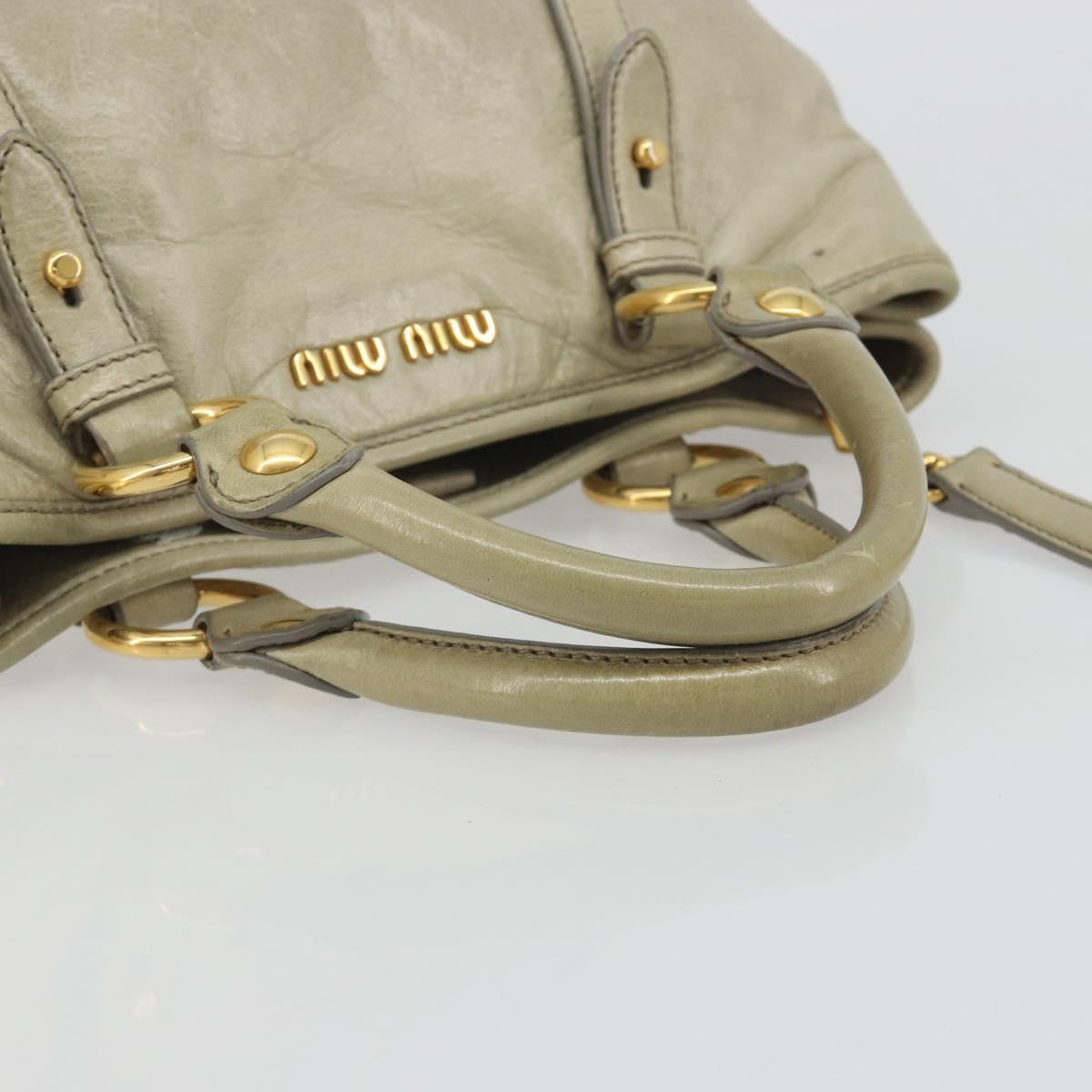 Miu Miu Hand Bag Leather 2way Beige Gold Auth 194764V