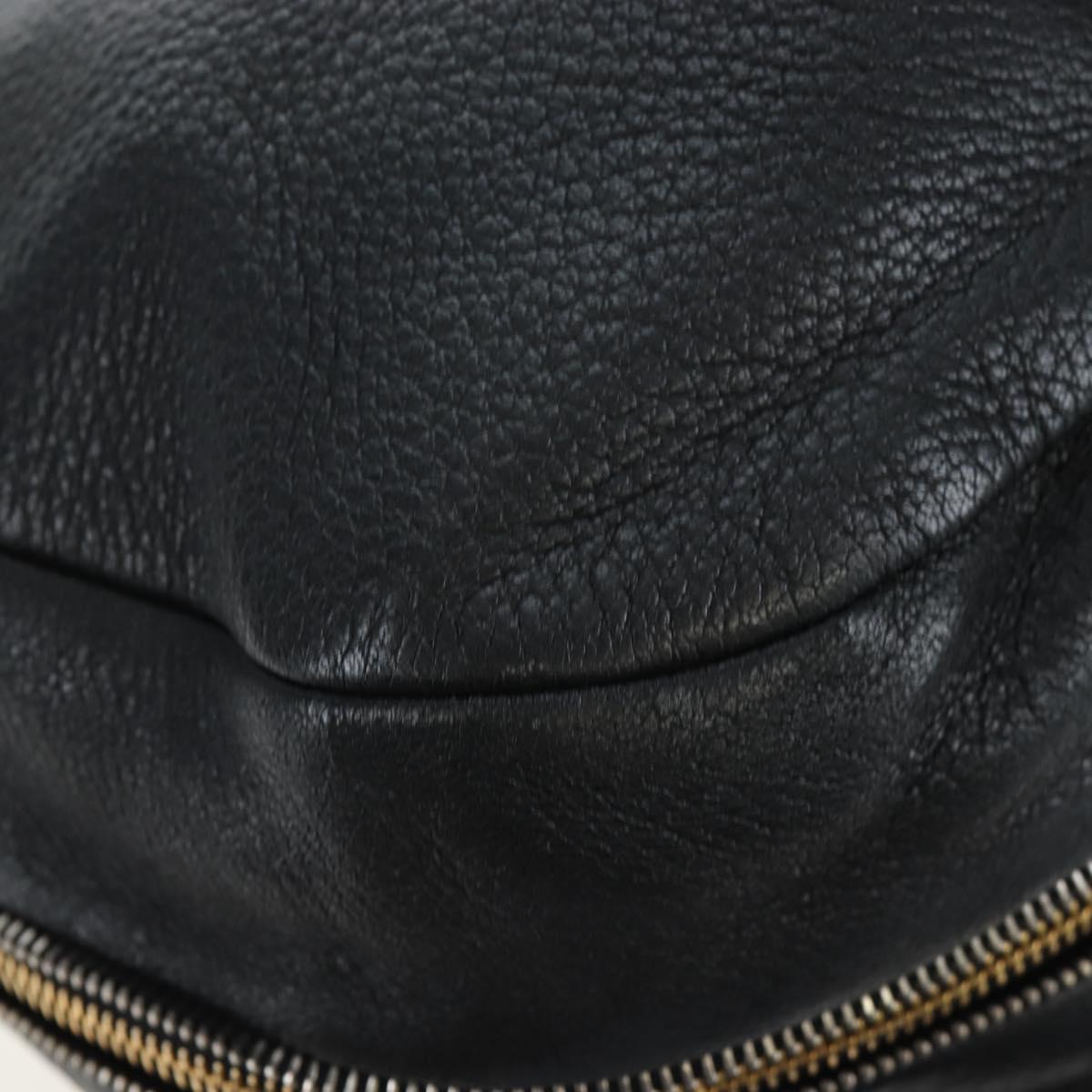 PRADA Shoulder Bag Vittero Dino Leather Black Gold Auth 194765M