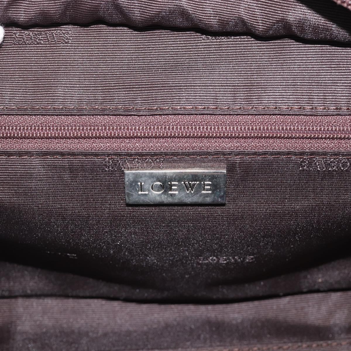 LOEWE Americana 28 Hand Bag Leather Dark Brown Silver Auth 194782SAM