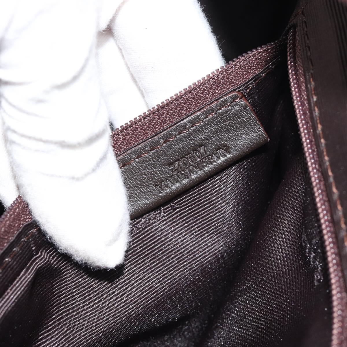 LOEWE Americana 28 Hand Bag Leather Dark Brown Silver Auth 194782SAM
