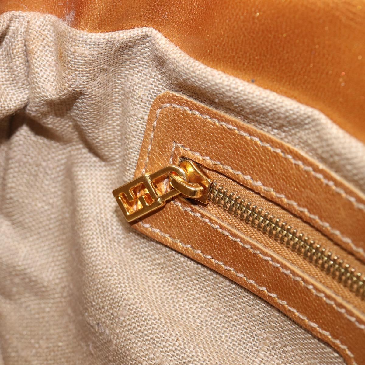 FENDI Mamma Baguette Shoulder Bag Leather Beads Purple Gold Auth 194784SM
