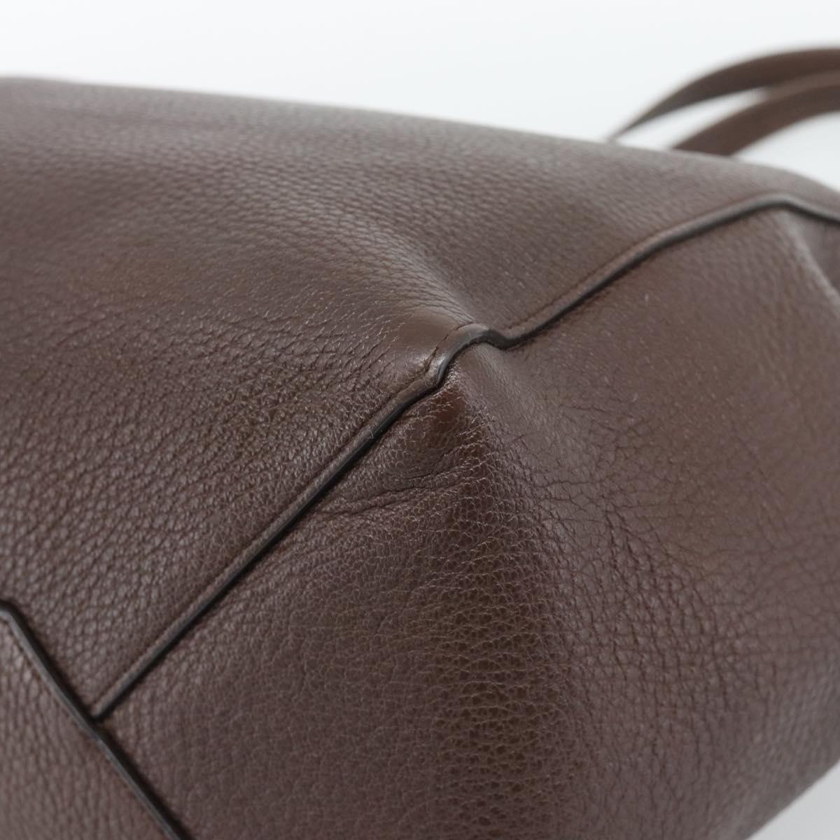 CELINE Cabas Phantom Tote Bag Leather Brown Gold Auth 194831A