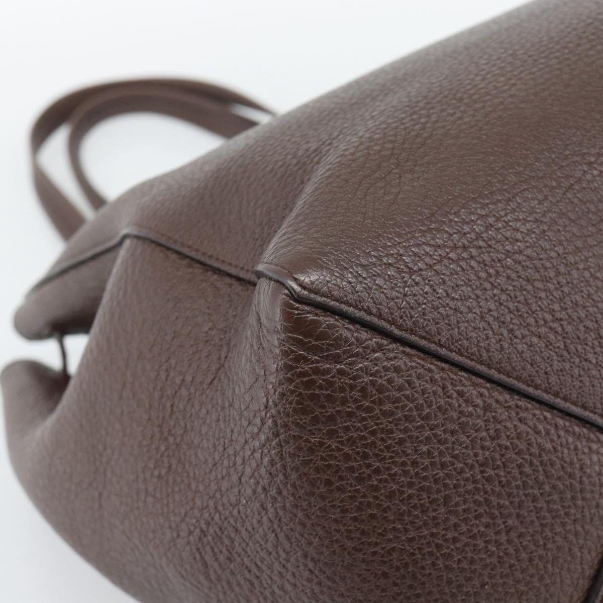 CELINE Cabas Phantom Tote Bag Leather Brown Gold Auth 194831A