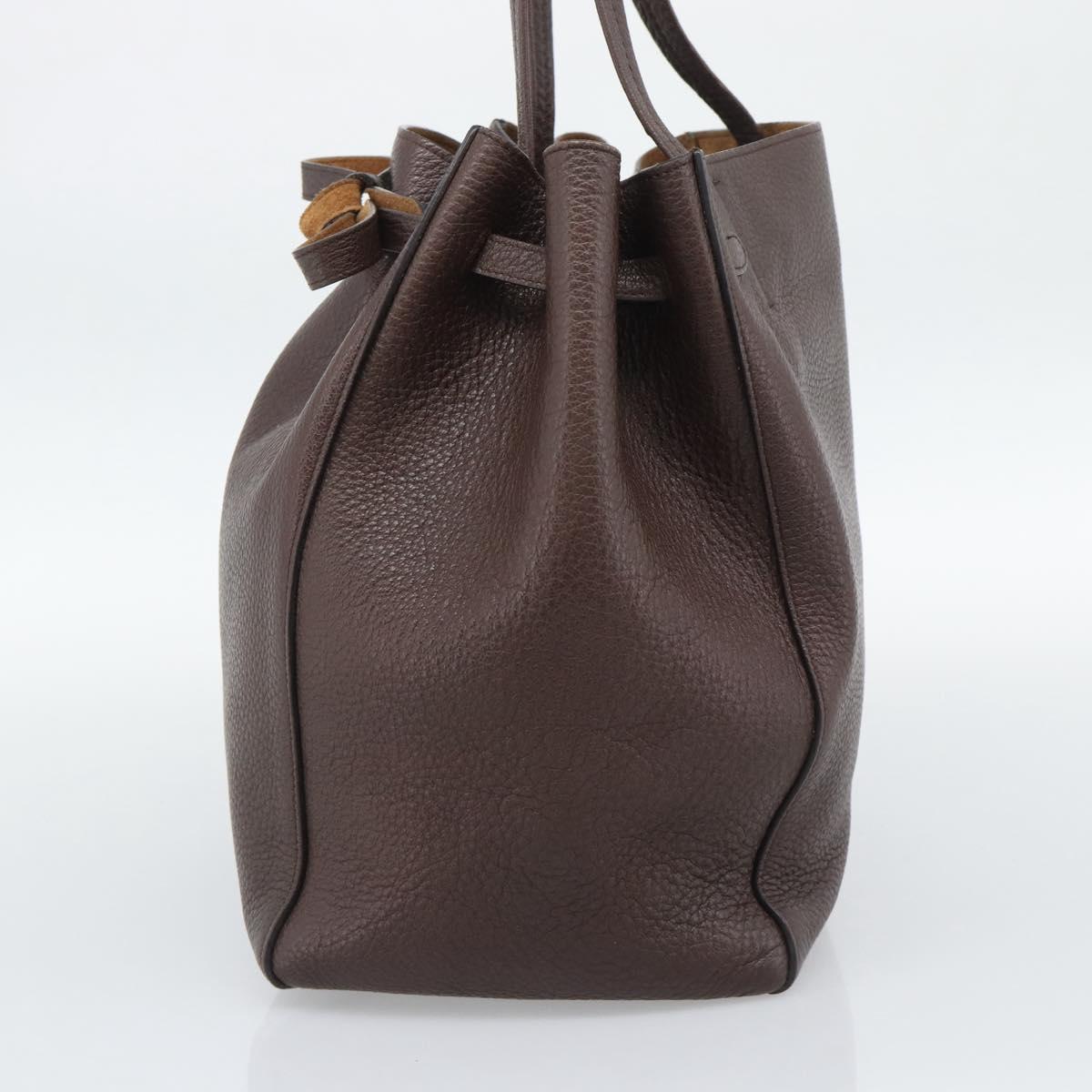 CELINE Cabas Phantom Tote Bag Leather Brown Gold Auth 194831A