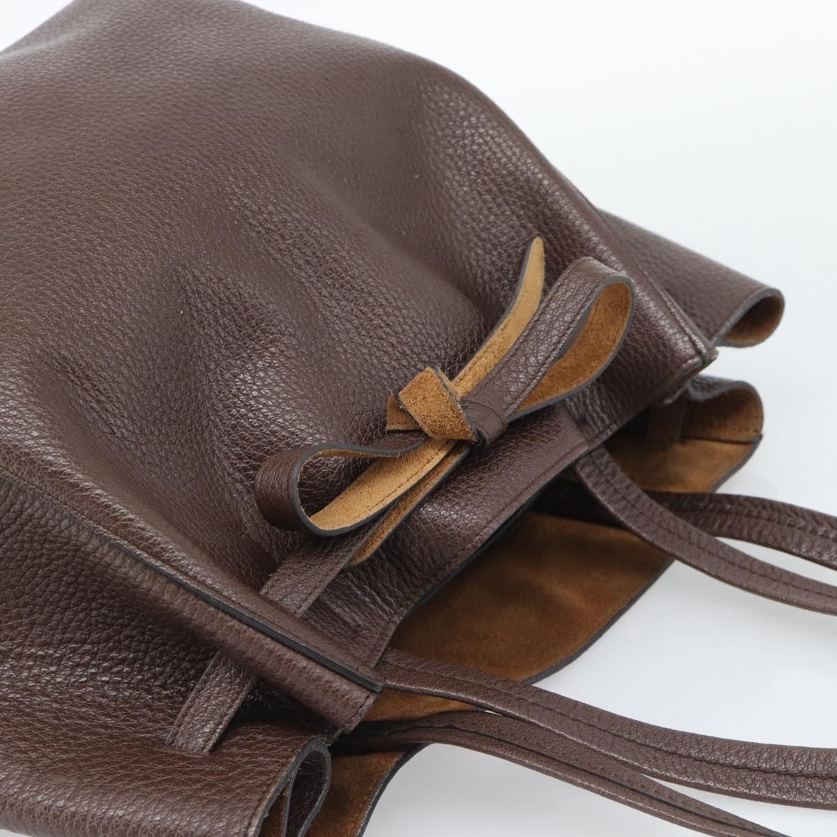 CELINE Cabas Phantom Tote Bag Leather Brown Gold Auth 194831A