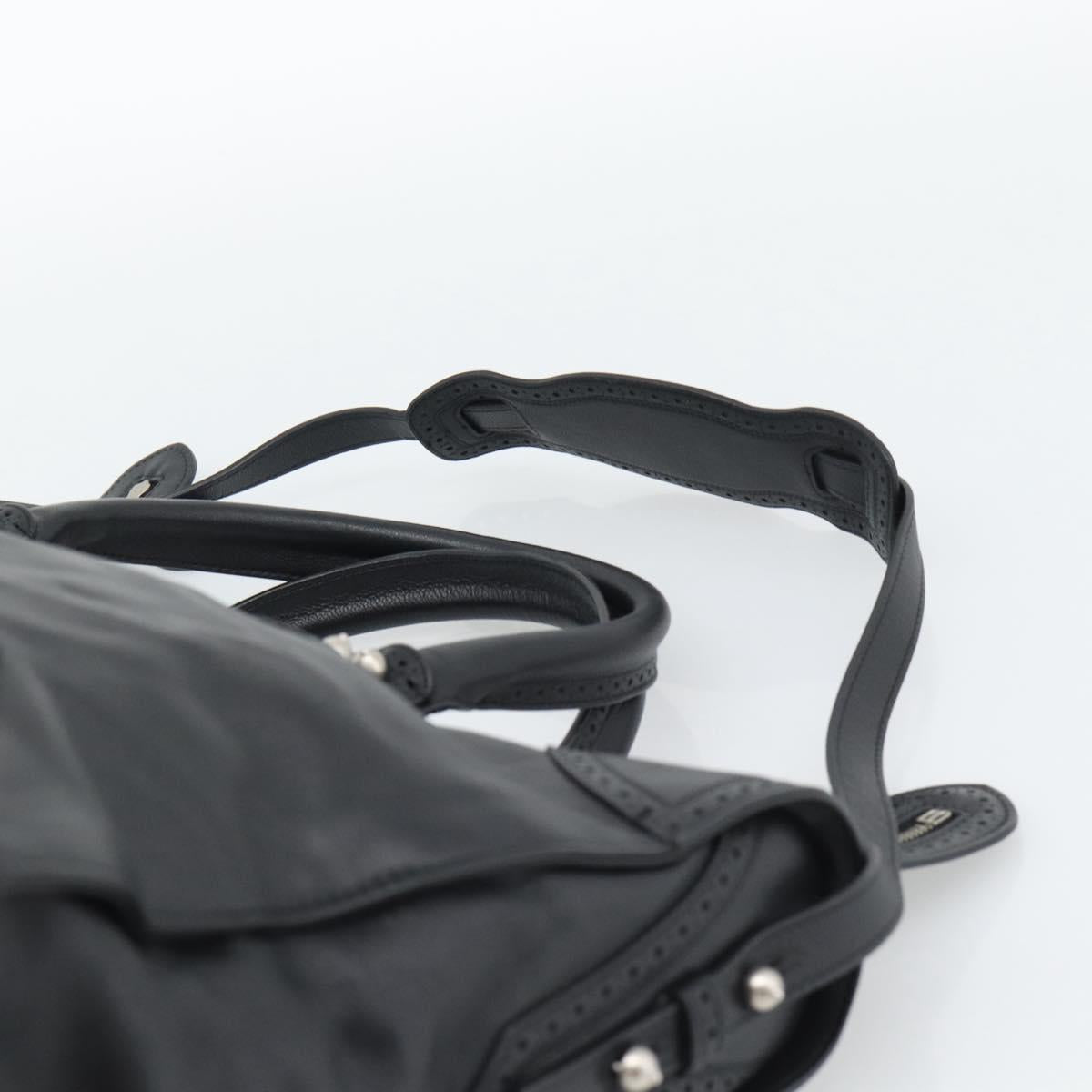 BALENCIAGA Neo Classic City Hand Bag Leather 2way Black Silver Auth 194832SAM