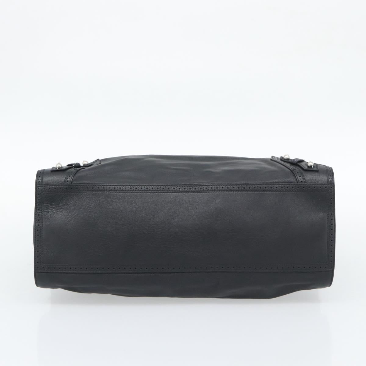 BALENCIAGA Neo Classic City Hand Bag Leather 2way Black Silver Auth 194832SAM