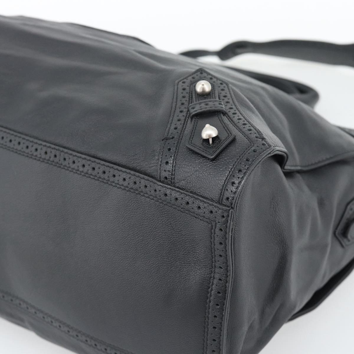 BALENCIAGA Neo Classic City Hand Bag Leather 2way Black Silver Auth 194832SAM
