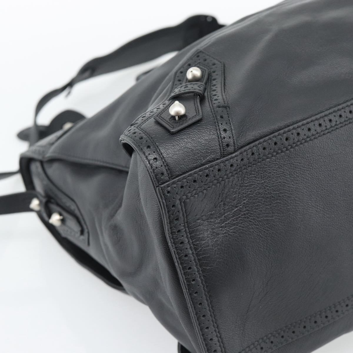 BALENCIAGA Neo Classic City Hand Bag Leather 2way Black Silver Auth 194832SAM