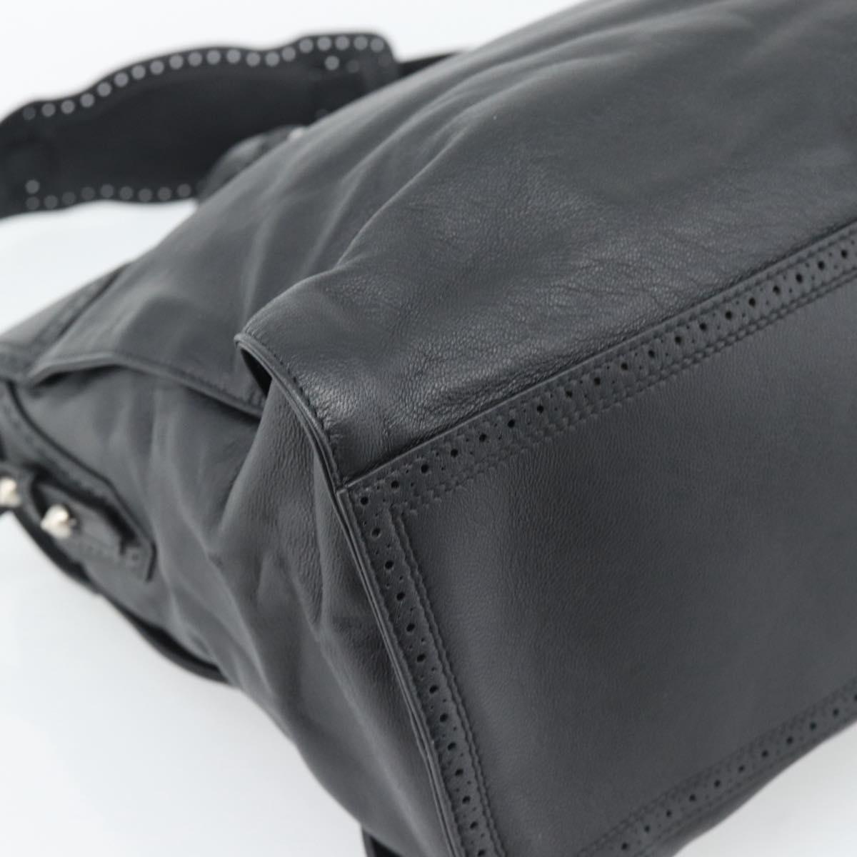BALENCIAGA Neo Classic City Hand Bag Leather 2way Black Silver Auth 194832SAM