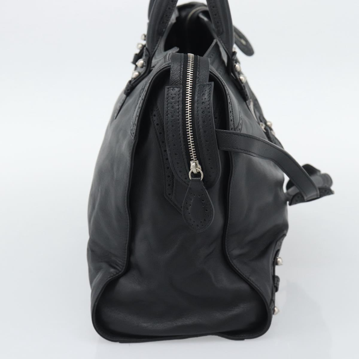 BALENCIAGA Neo Classic City Hand Bag Leather 2way Black Silver Auth 194832SAM
