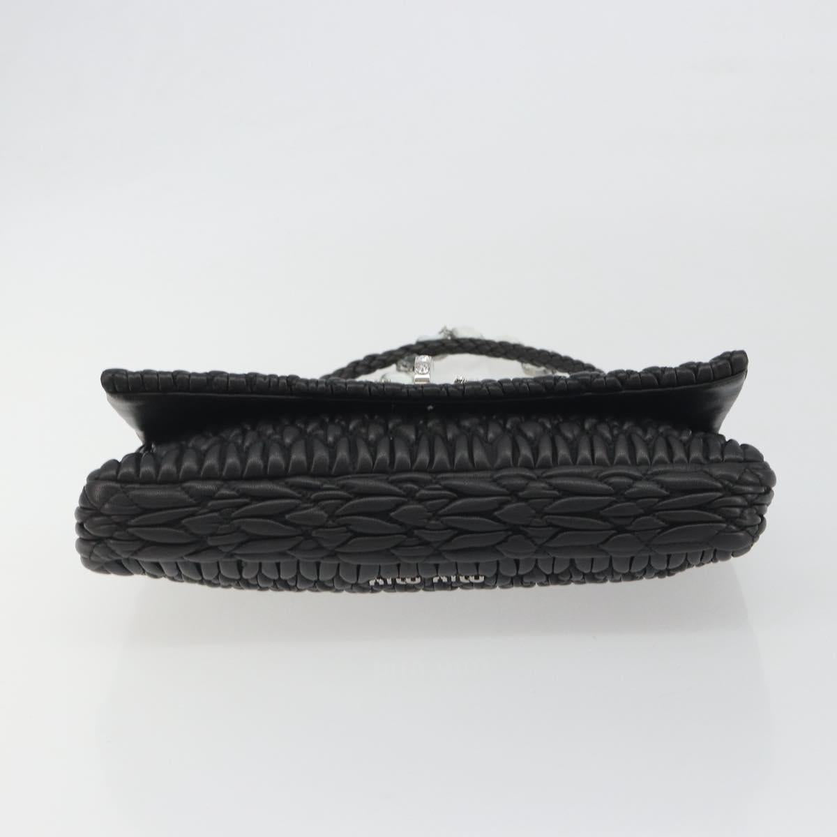 Miu Miu Matelasse Bijoux Chain Shoulder Bag Leather Black Silver Auth 194833SAM