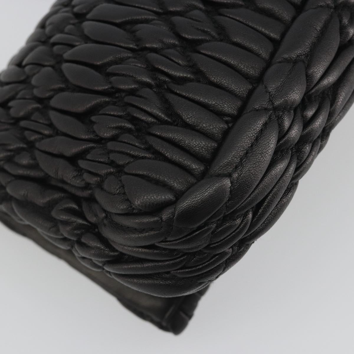 Miu Miu Matelasse Bijoux Chain Shoulder Bag Leather Black Silver Auth 194833SAM