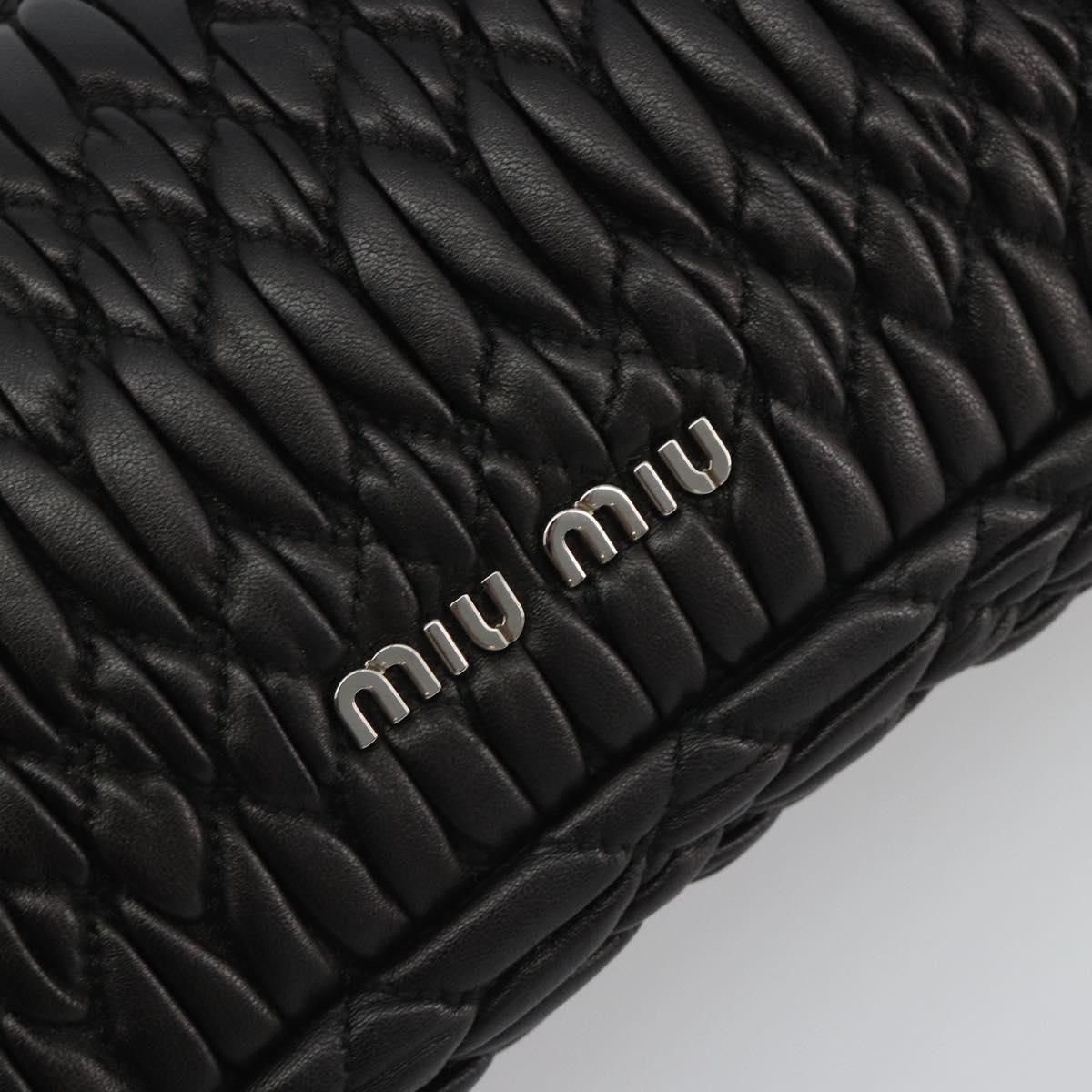 Miu Miu Matelasse Bijoux Chain Shoulder Bag Leather Black Silver Auth 194833SAM