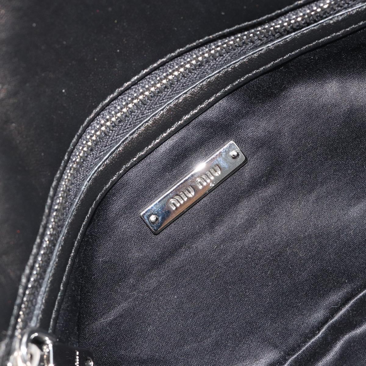 Miu Miu Matelasse Bijoux Chain Shoulder Bag Leather Black Silver Auth 194833SAM