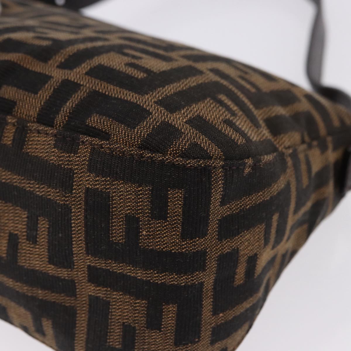 FENDI Zucca Canvas Mamma Baguette Shoulder Bag Brown Black Auth 194835SAV