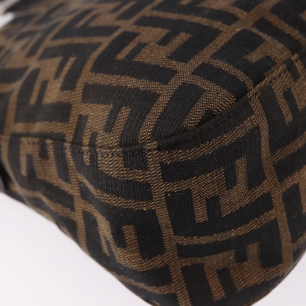 FENDI Zucca Canvas Mamma Baguette Shoulder Bag Brown Black Auth 194835SAV