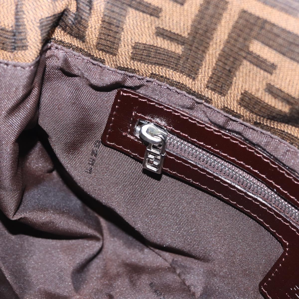 FENDI Zucca Canvas Mamma Baguette Shoulder Bag Brown Black Auth 194835SAV