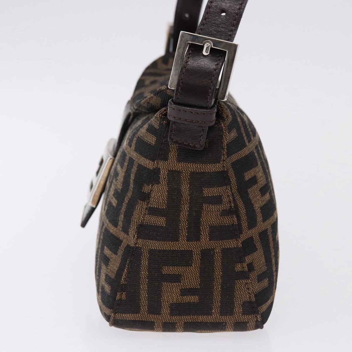 FENDI Zucca Canvas Mamma Baguette Shoulder Bag Brown Black Auth 194835SAV