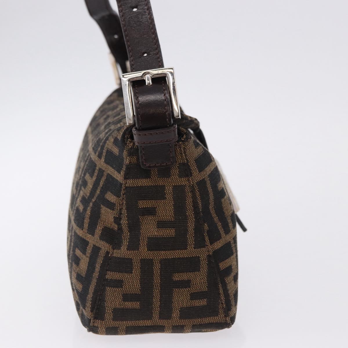 FENDI Zucca Canvas Mamma Baguette Shoulder Bag Brown Black Auth 194835SAV