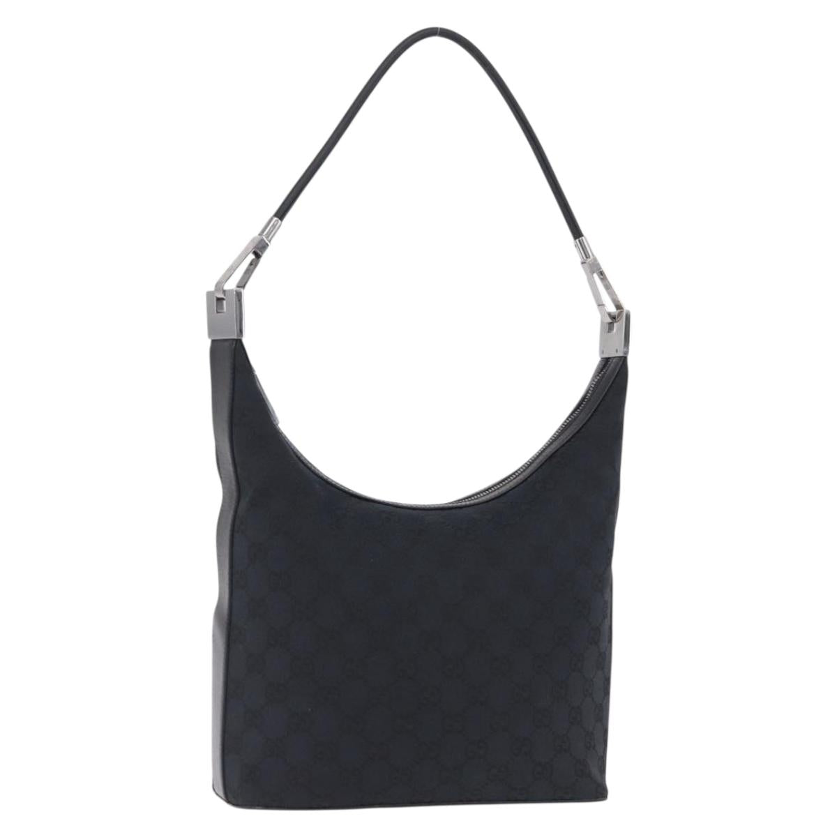 GUCCI GG Canvas Shoulder Bag Black Silver 001 3814 Auth 194836V