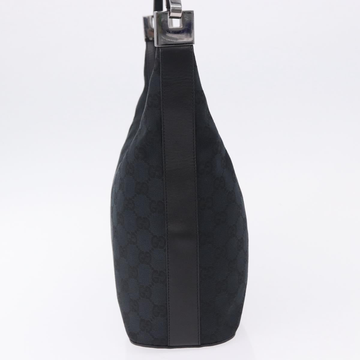 GUCCI GG Canvas Shoulder Bag Black Silver 001 3814 Auth 194836V