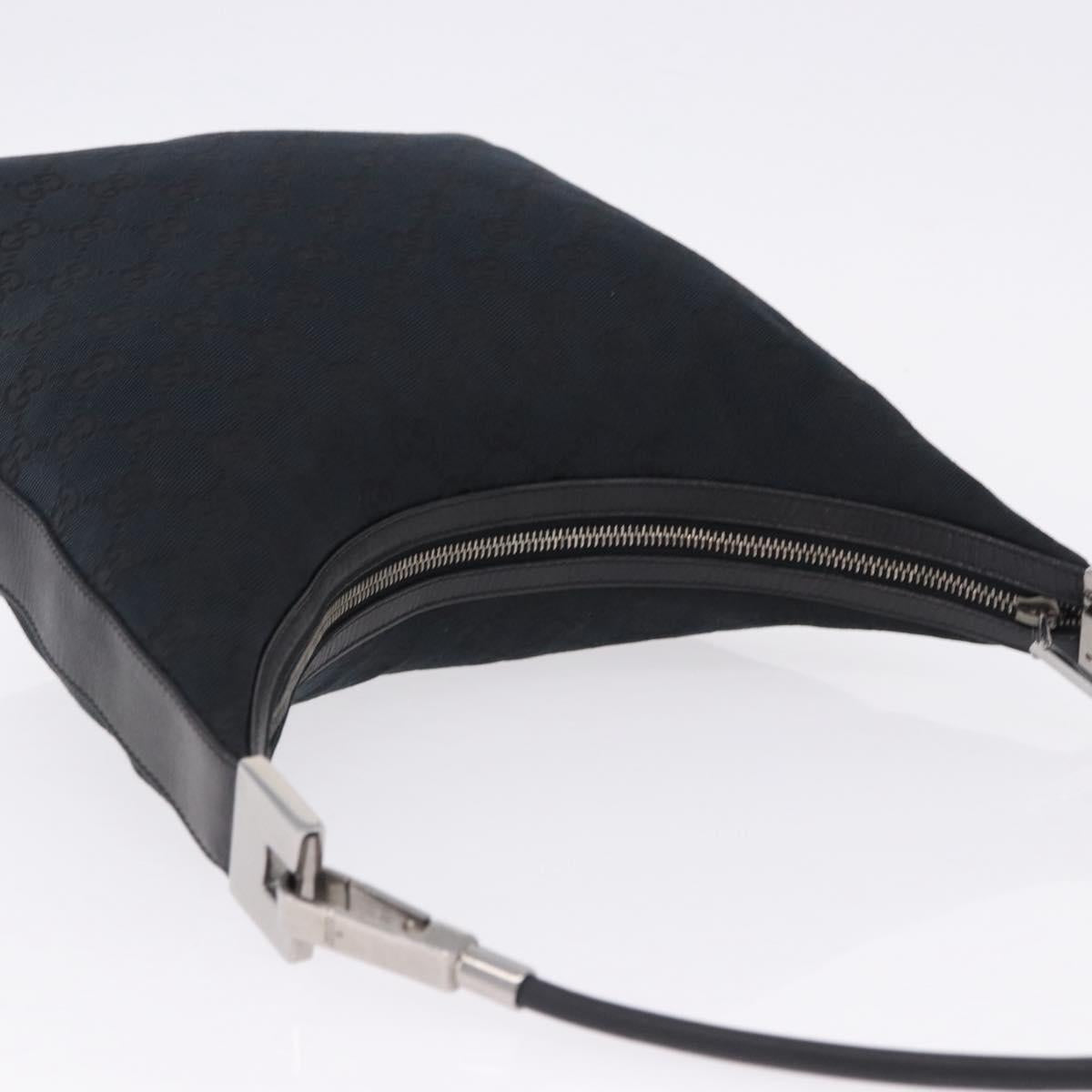 GUCCI GG Canvas Shoulder Bag Black Silver 001 3814 Auth 194836V