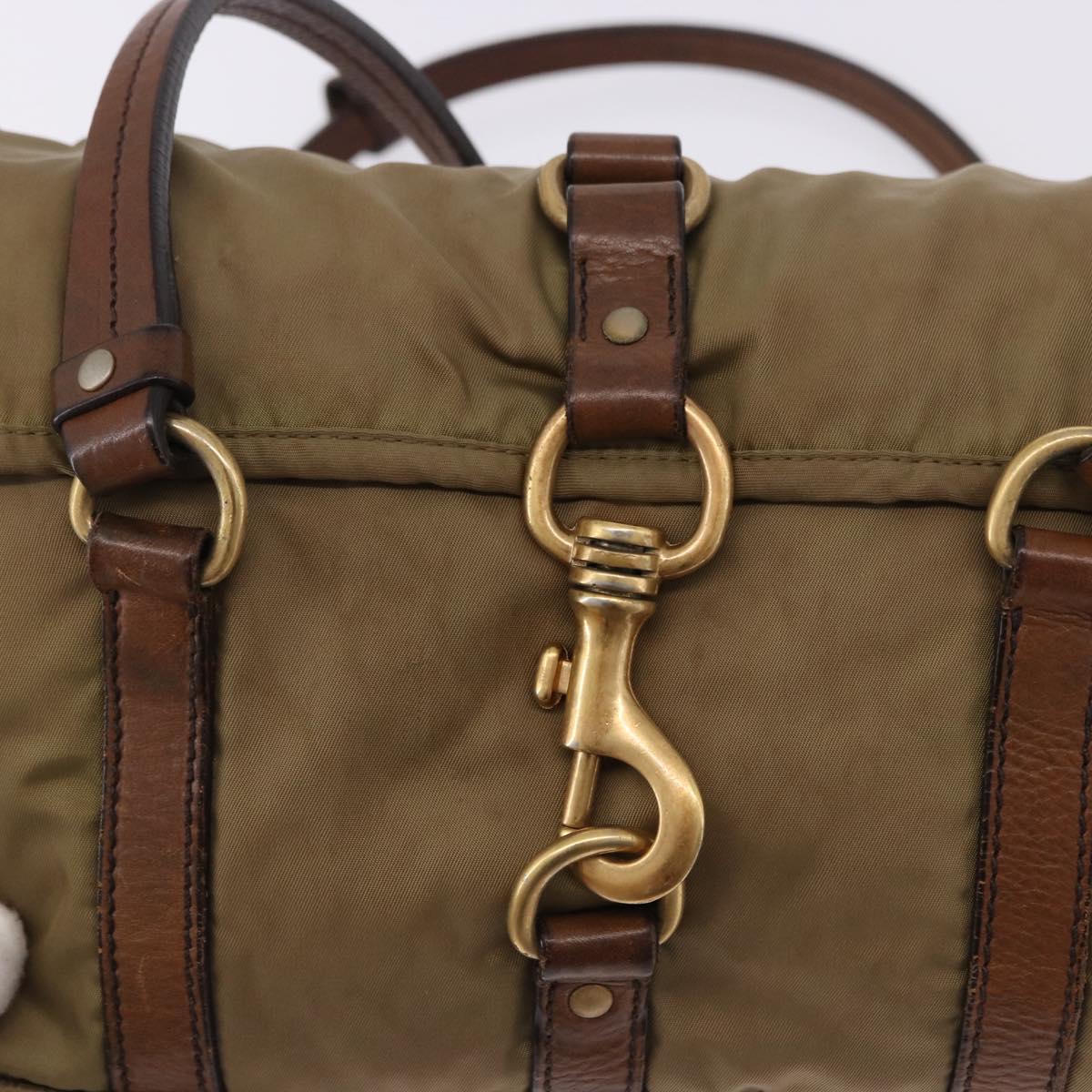Miu Miu Shoulder Bag Nylon Beige Gold Auth 194838A