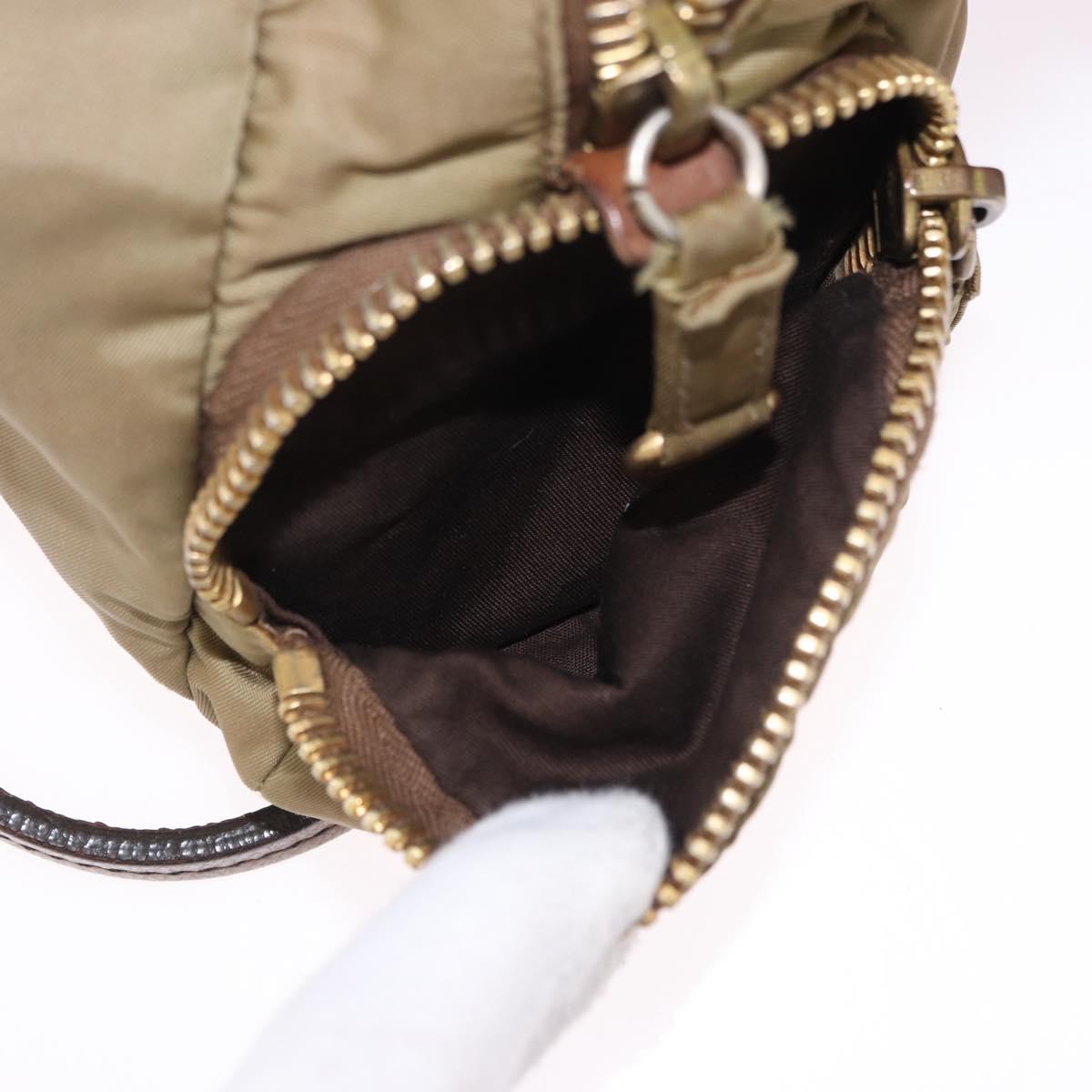 Miu Miu Shoulder Bag Nylon Beige Gold Auth 194838A