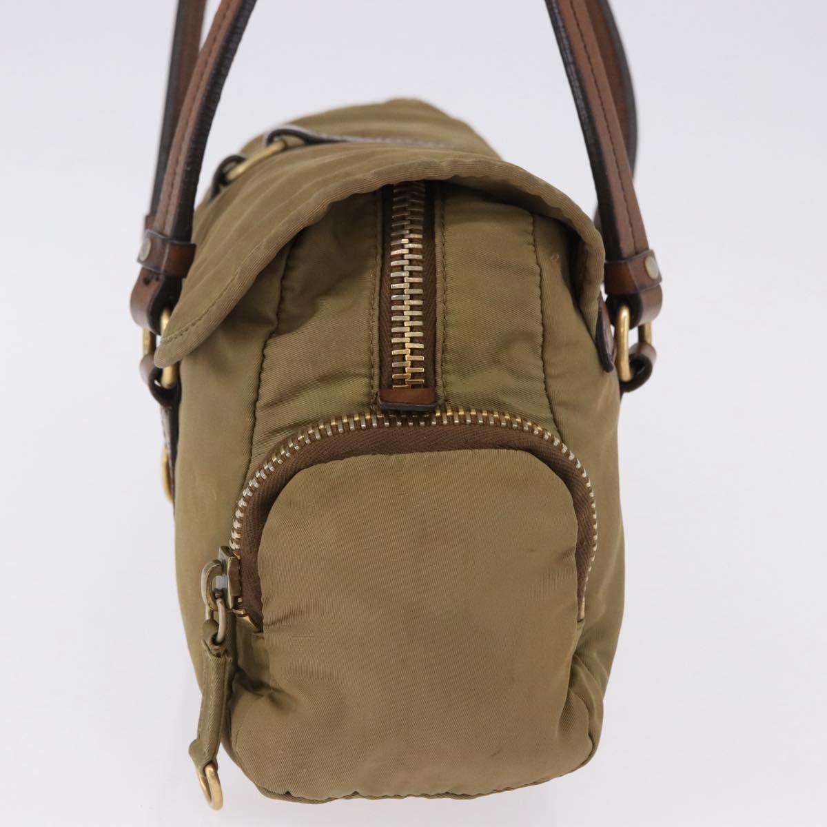 Miu Miu Shoulder Bag Nylon Beige Gold Auth 194838A