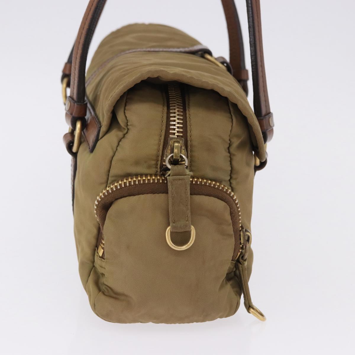 Miu Miu Shoulder Bag Nylon Beige Gold Auth 194838A