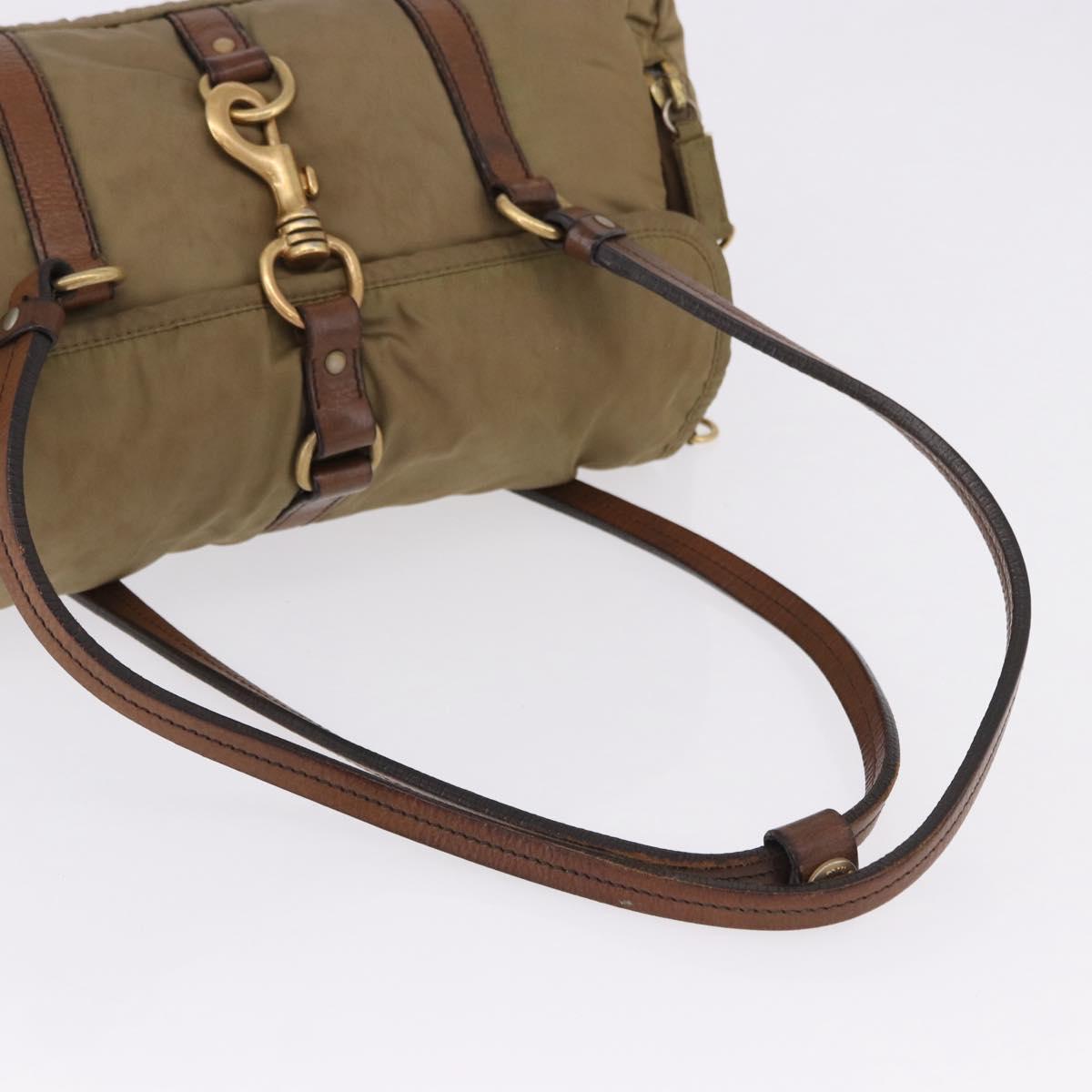 Miu Miu Shoulder Bag Nylon Beige Gold Auth 194838A