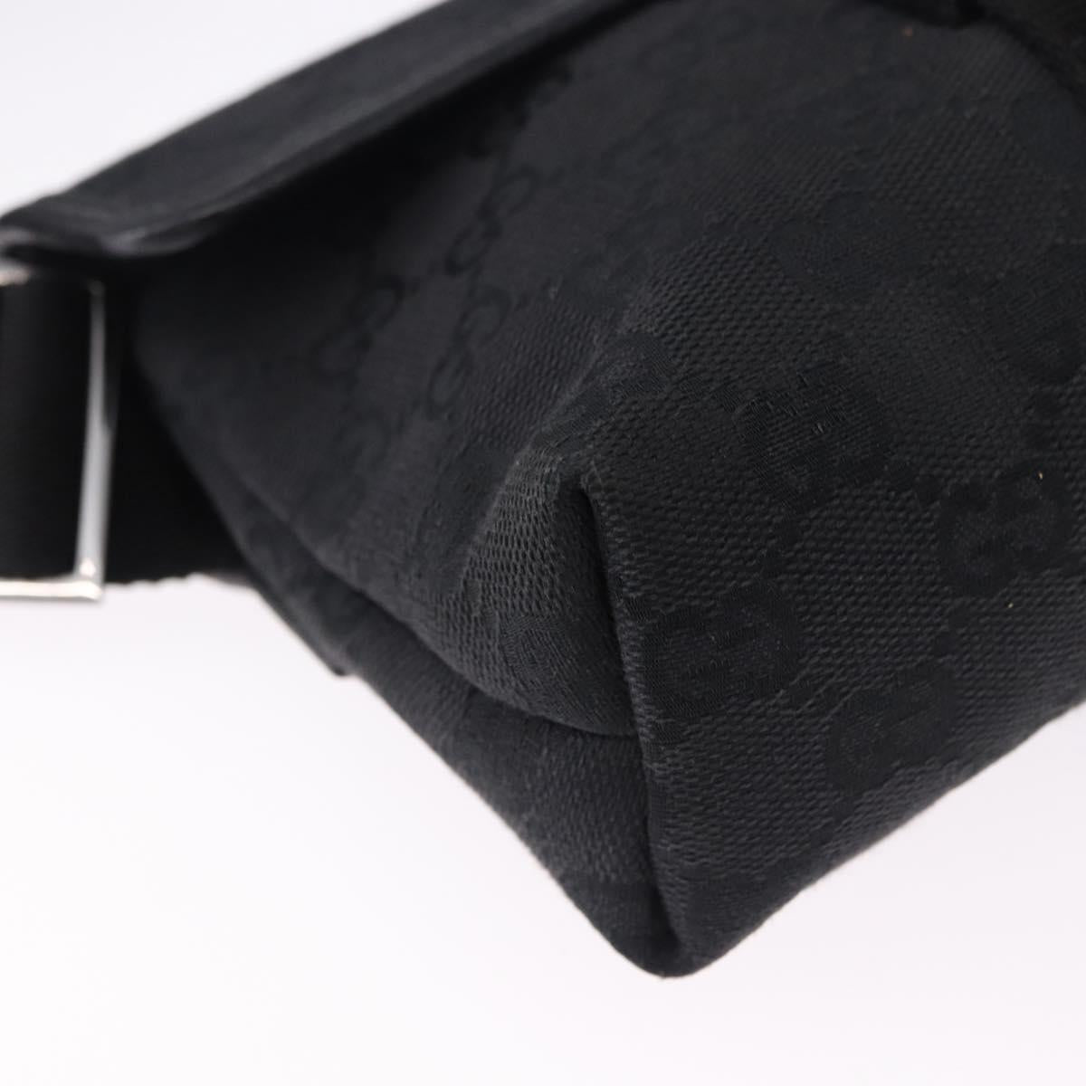 GUCCI GG Canvas Waist Bag Black Silver 131236 Auth 194839A