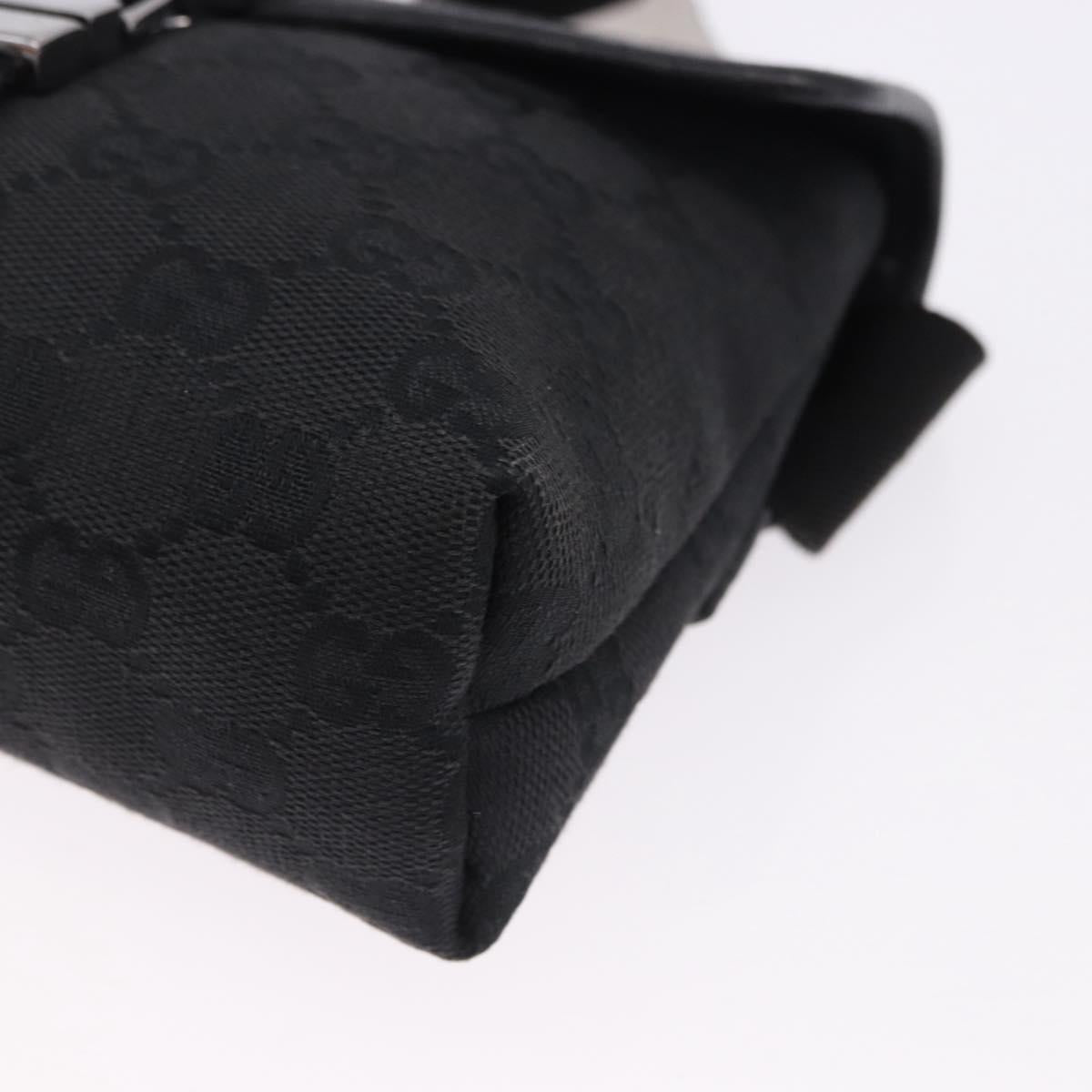 GUCCI GG Canvas Waist Bag Black Silver 131236 Auth 194839A