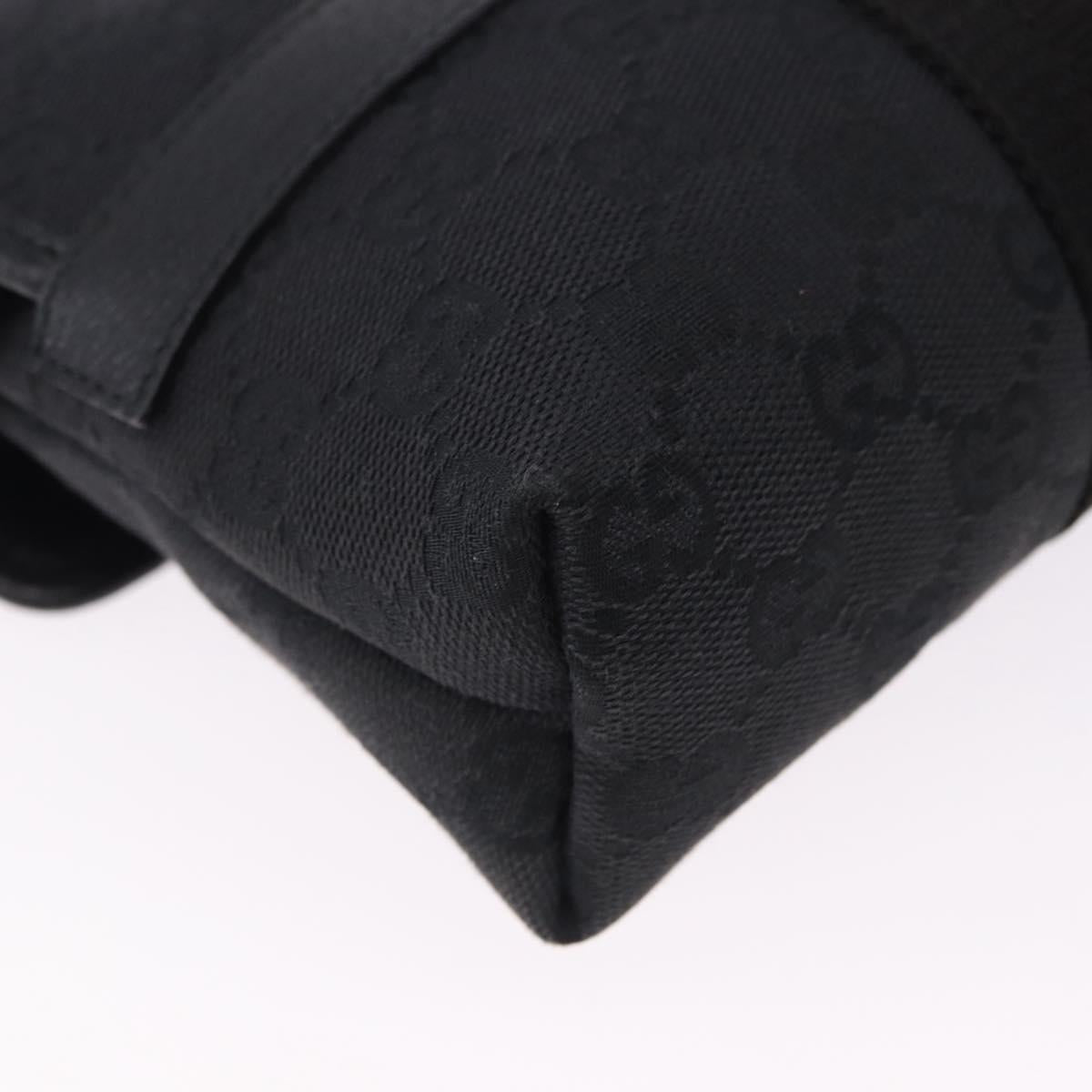 GUCCI GG Canvas Waist Bag Black Silver 131236 Auth 194839A
